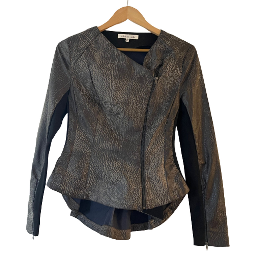 Robbi & Nikki‎ Size S Women's Asymmetrical Zip Jacket Distressed Faux Leather
